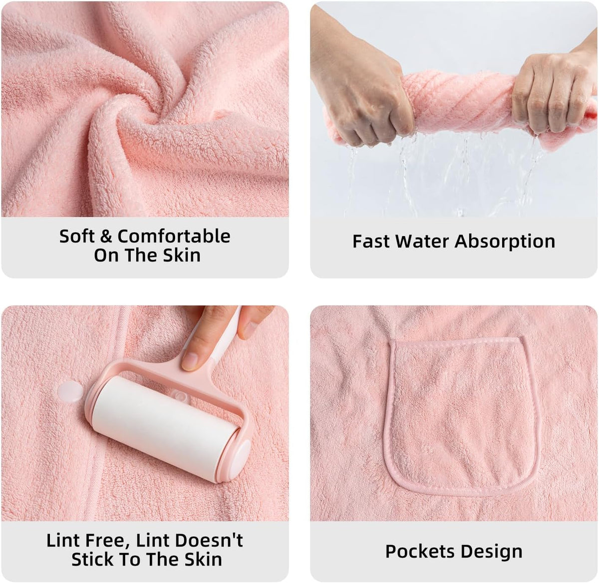 Towel Wrap for Women, Women'S Soft Wrap Towel Full Length，Bath Robe After Shower Female Plush Long，Spa Bathrobes Lightweight