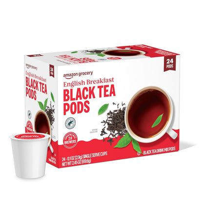 Amazon Grocery, English Breakfast Black Tea Pods, 2.45 Oz, 24 Ct (Previously Happy Belly)