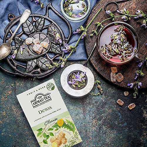 Ahmad Tea Herbal Tea, Ginger, Peppermint, Fennel, Dandelion, & Birch 'Detox' Teabags, 20 ct (Pack of 6) - Decaffeinated & Sugar-Free