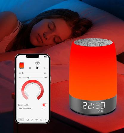 Anweller Smart Red Light Therapy Sleep Device White Noise Sound Machine with 5-Level Red Night Light (620–690nm) 32 White Noise Smart App Control Timer & Wake-Up Alarm Clock