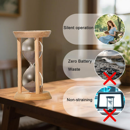 Hourglass 15 Minute,Wood Sand Timer 15 Min, Unbreakable Sandglass,Sand Watch for Study,Yoga,Cooking,Desk Decor & Gift,White