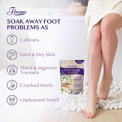 Fivona Tea Tree Foot Soak Blend 14.1 oz - Epsom Salt with Essential Oils for Healthy Toenails, Soothing Relief, Callus Softening - Pedicure Therapy for Soft, Rejuvenated Feet