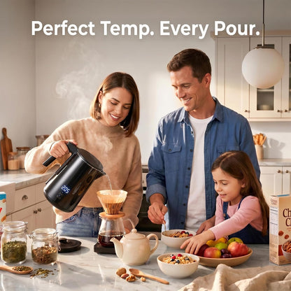 Electric Kettle with Digital Display & Temperature Control, 1.0L Stainless Steel Water Boiler, 1200W Fast Boiling, 4H Keep Warm, BPA-Free Auto Shut-Off, Tea Coffee Kettle for Home Office 120V, White