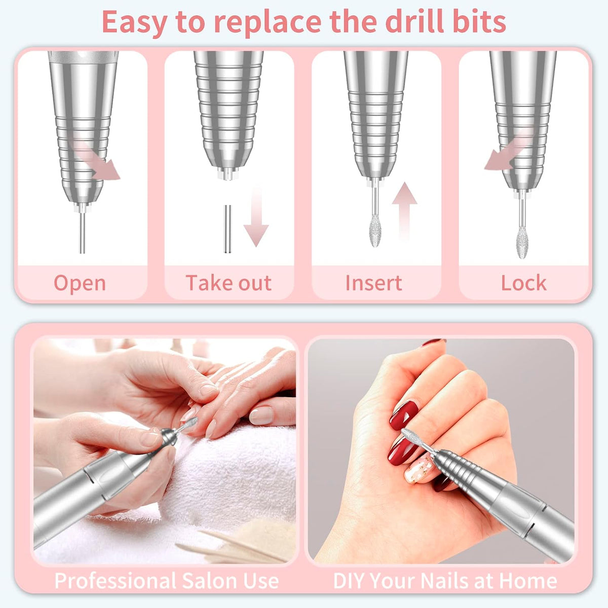 MOCOWIND Portable Nail Drill Professional 35000 RPM, Electric Nail E File