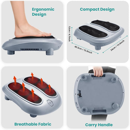 Nekteck Foot Massager with Heat, Shiatsu Heated Electric Kneading Foot Massager Machine for Neuropathy, Plantar Fasciitis, Feet Massage for Pain Relief, Circulation, Ideal Gifts for Man Woman Her Him