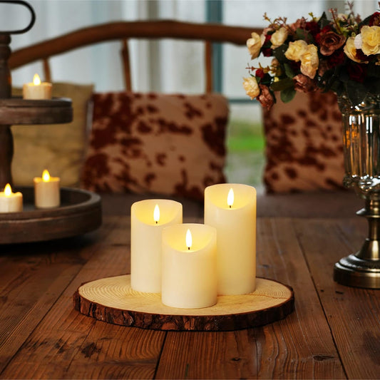 Homemory 6"x3" Outdoor Waterproof Flameless Candles, LED Candles, Battery Operated Candles with Remote and Timers, Electric Fake Plastic Pillar Candles, Ivory White, Set of 2