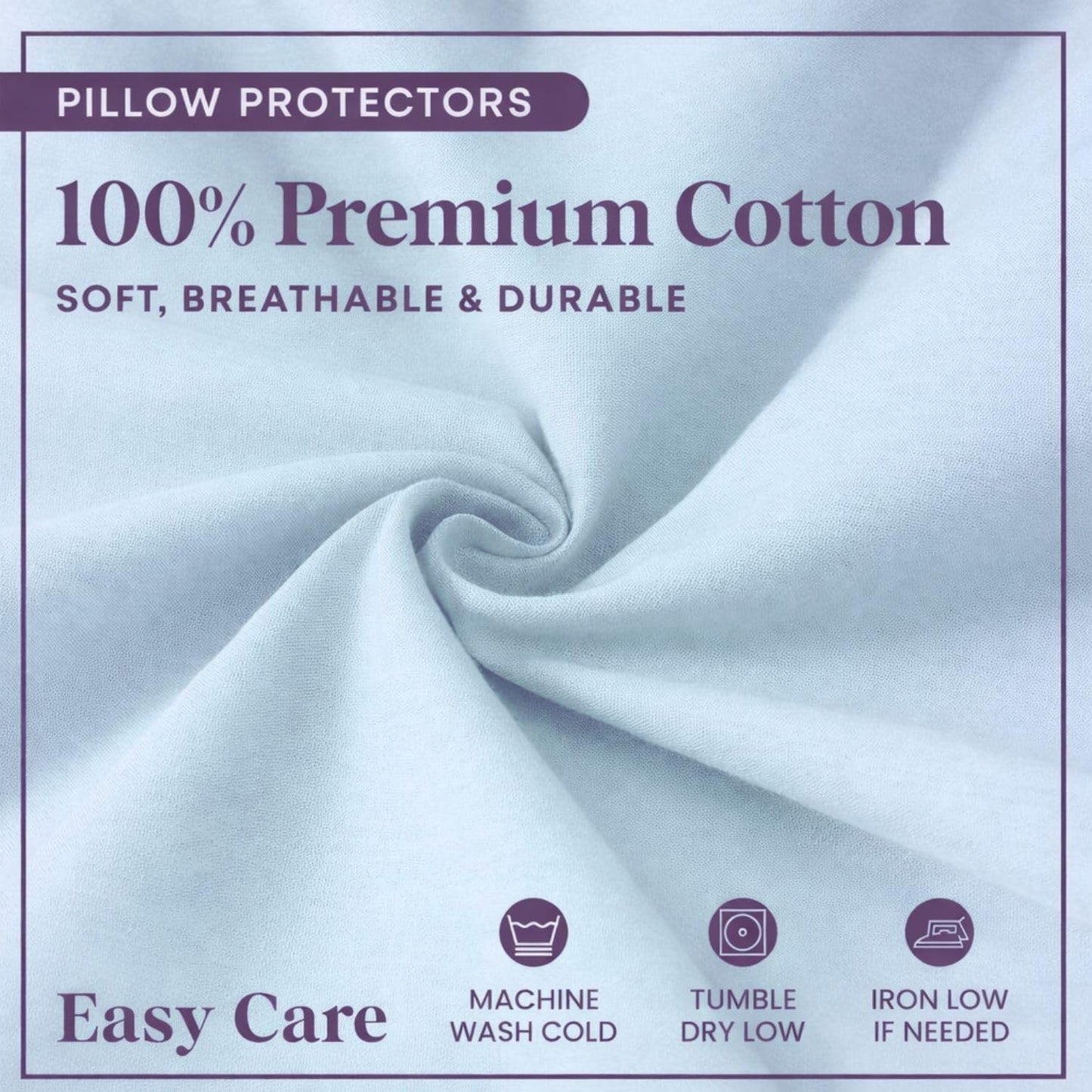 CirclesHome Pillow Protectors 4 Pack Standard Zippered - 100% Cotton Breathable Pillowcases - Protects Pillows from Dirt, Dust and Debri (Standard - Set of 4 - 20x26)