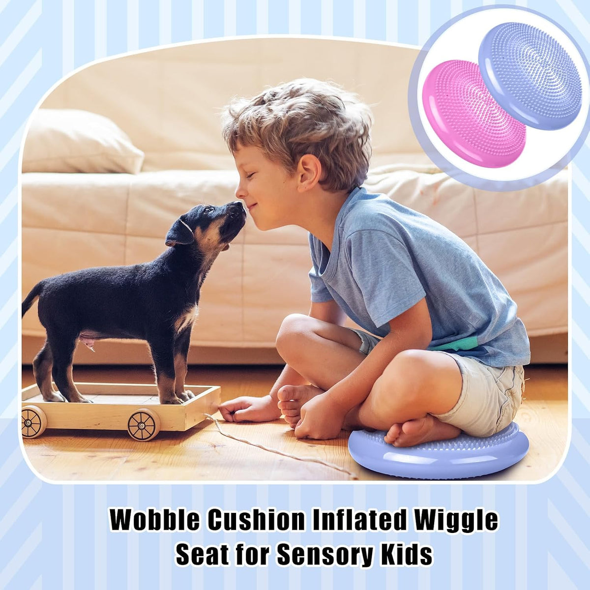 Silipull 2 Pcs Wiggle Seat Inflated Wobble Cushion Flexible Balance Disc with Air Pump for Core Stability Strengthening Improving Posture Physical Exercise