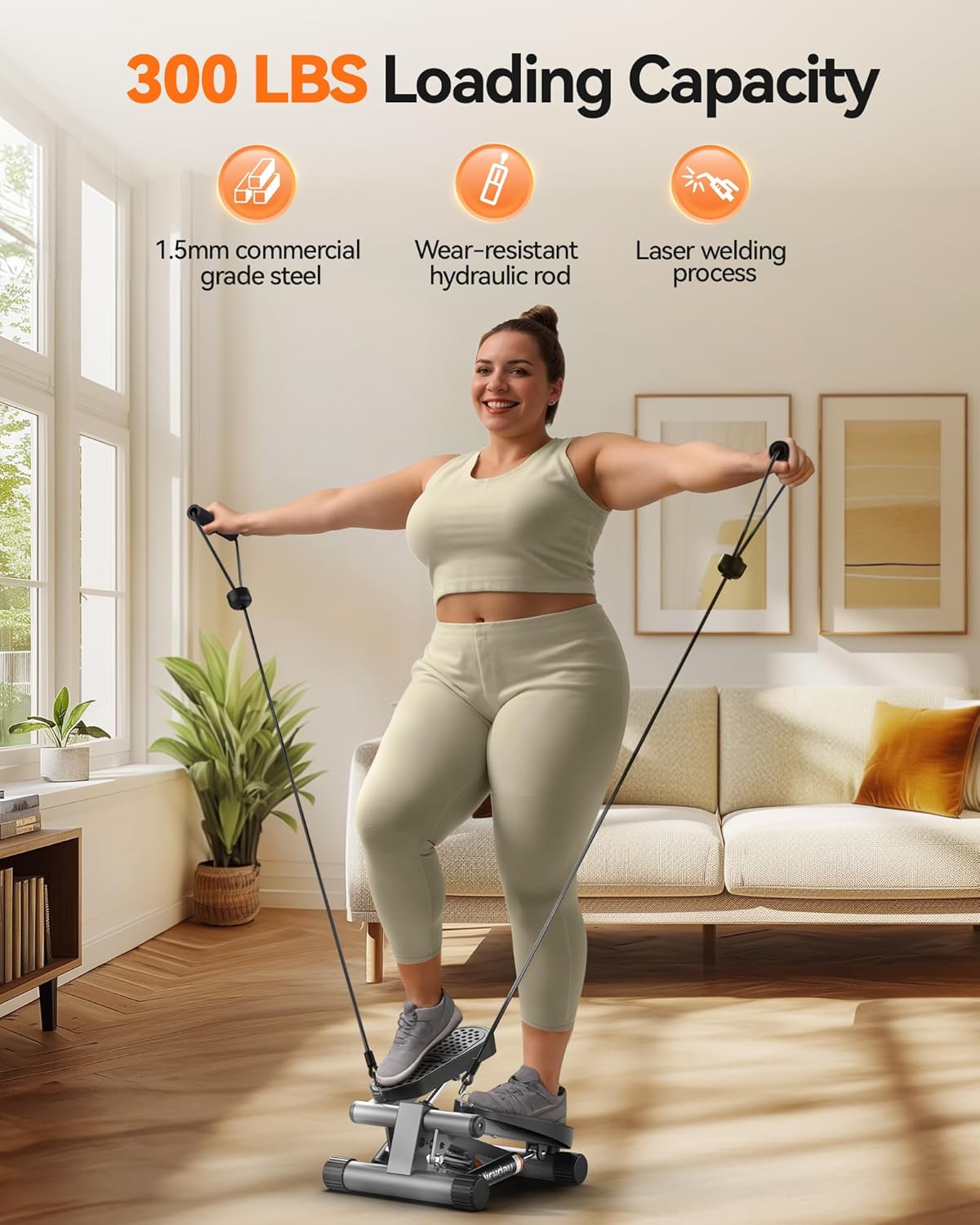 Niceday Steppers for Exercise, Stair Stepper with Resistance Bands, Mini Stepper with 300LBS Loading Capacity, Hydraulic Fitness Stepper with LCD Monitor