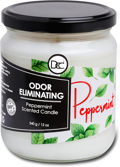 Vanilla Bean Odor Eliminating Highly Fragranced Candle - Eliminates 95% of Pet, Smoke, Food, and Other Smells Quickly - Up to 80 Hour Burn time - 12 Ounce Premium Soy Blend - Colors B