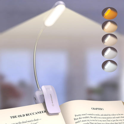 Glocusent 13 LED Reading Lights for Books in Bed, Eye-Caring Rechargeable Book Light 3 Amber Colors & Stepless Dimming, 120 Hrs Runtime, Travel Clip on Reading Lamp, Gifts for Book Lover Men Women Kid