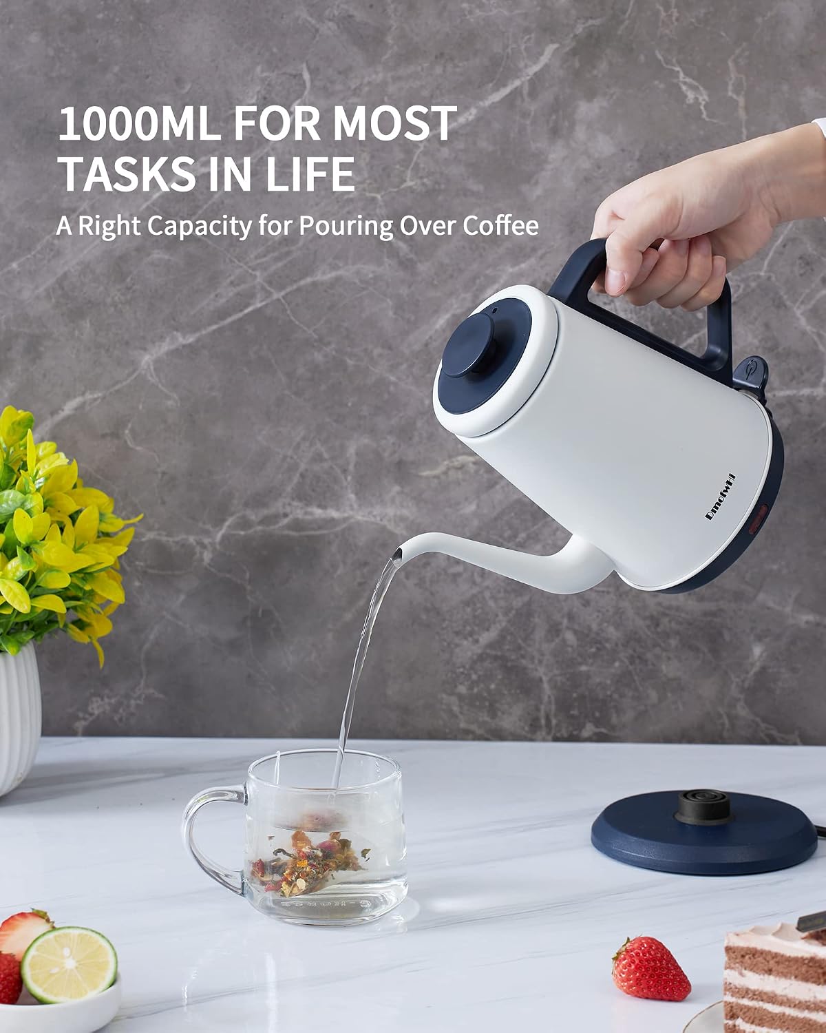 DmofwHi Gooseneck Electric Kettle(1.0L), 100% Stainless Steel BPA Free Classic Pour Over Coffee Kettle | Tea Kettle - Green