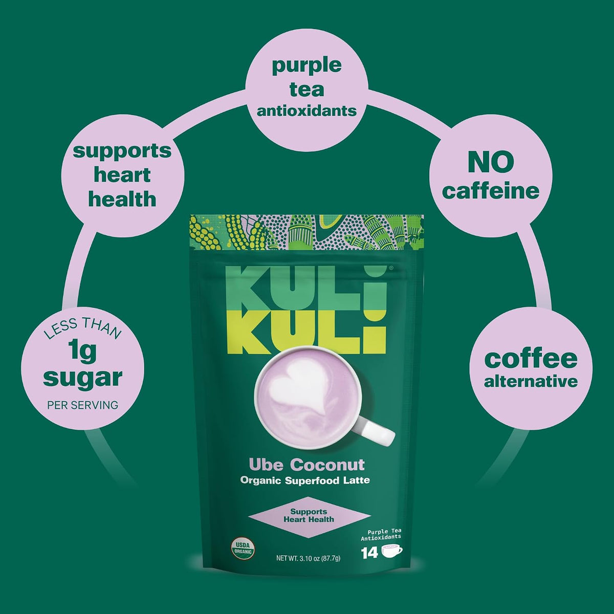 Kuli Kuli Organic Moringa Powder Matcha Green Tea Latte - Lion's Mane