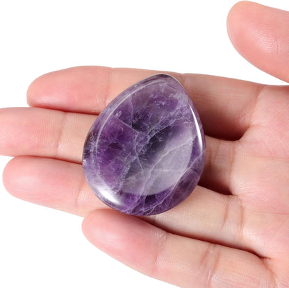 Jovivi Thumb Worry Stone - Palm Stones Pocket Natural Chakra Reiki Healing Crystals Therapy Geometry - Lapis Lazuli