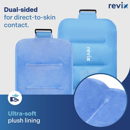 REVIX Ice Pack for Injuries Reusable Gel for Lower Back, Cold Packs for Back Shoulder, Elbow, Hip, Leg, Wrap Around Entire Knee, Soft Cold Compress,16 × 9" Navy