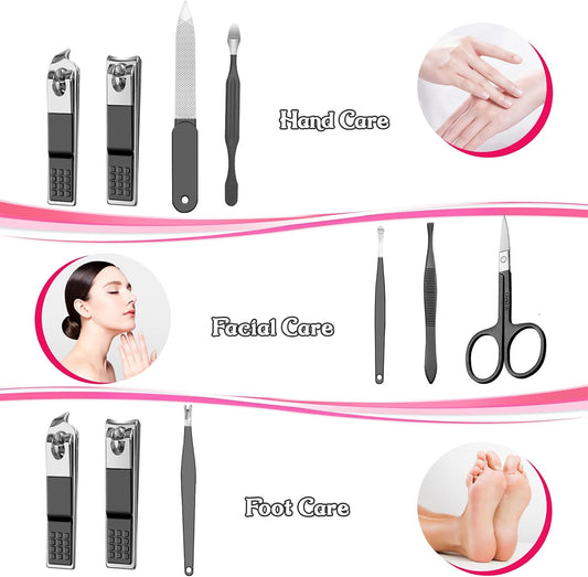 Manicure Set 8 in 1 Nail Clipper Set,RedFlow Nail Clippers,Fingernail & Toenail Clippers,Manicure Tools,Pedicure Tools,Suitable for Travel Manicure Kit,Nail Set Kit with Everything Profe (Blue)