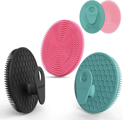 INNERNEED Food-Grade Soft Silicone Body Scrubber Shower Brush Handheld Cleansing Skin Brush, Gentle Exfoliating and Lather Well (Dark Green)