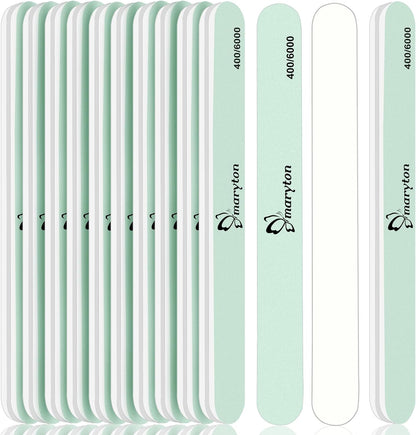 Maryton Nail Buffer and Shine Kit - 10pcs Nail Shine Buffer Blocks for Natural Nails Polisher Fingernail Buffer Buffing File 400 6000 Grit