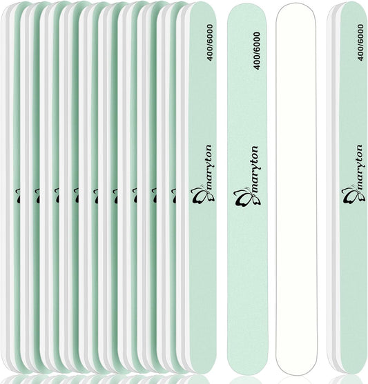 Maryton Nail Buffer 10PCS - Salon Shine for Natural Nails, 400 6000 Grit