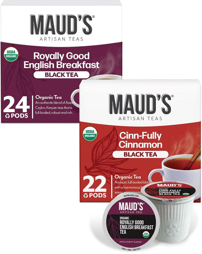 Maud's Organic Chamomile Lavender Tea Pods, 24 ct, Single Serve Pods – 100% Gourmet Blended Tea Leaves, Compatible with Keurig K Cups Maker