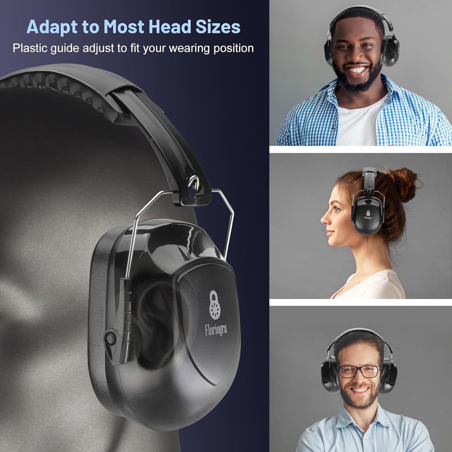 Floriogra 6 Pack Noise Reduction Ear Protection, Hearing Protection Ear muffs SNR 34dB Noise Cancelling Headphones for Adults Kids Autism, Sound Proof Earmuffs for Mowing/Construction/Work