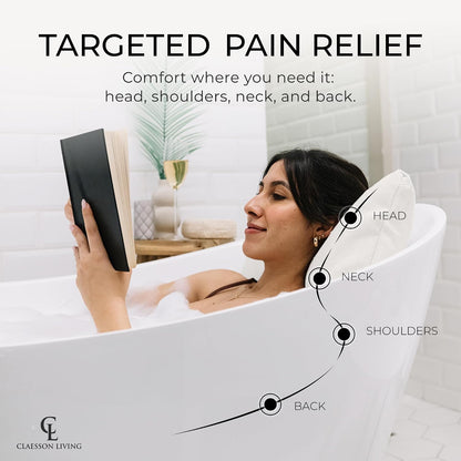 Luxury Bath Pillow for Tub - Thick and Comfortable Bathtub Pillow Support for Head and Neck and Back - Washable Quick-Drying Bath Pillows - Bath Cushion for Home Spa - Fits Any Bathtub - Light Gray