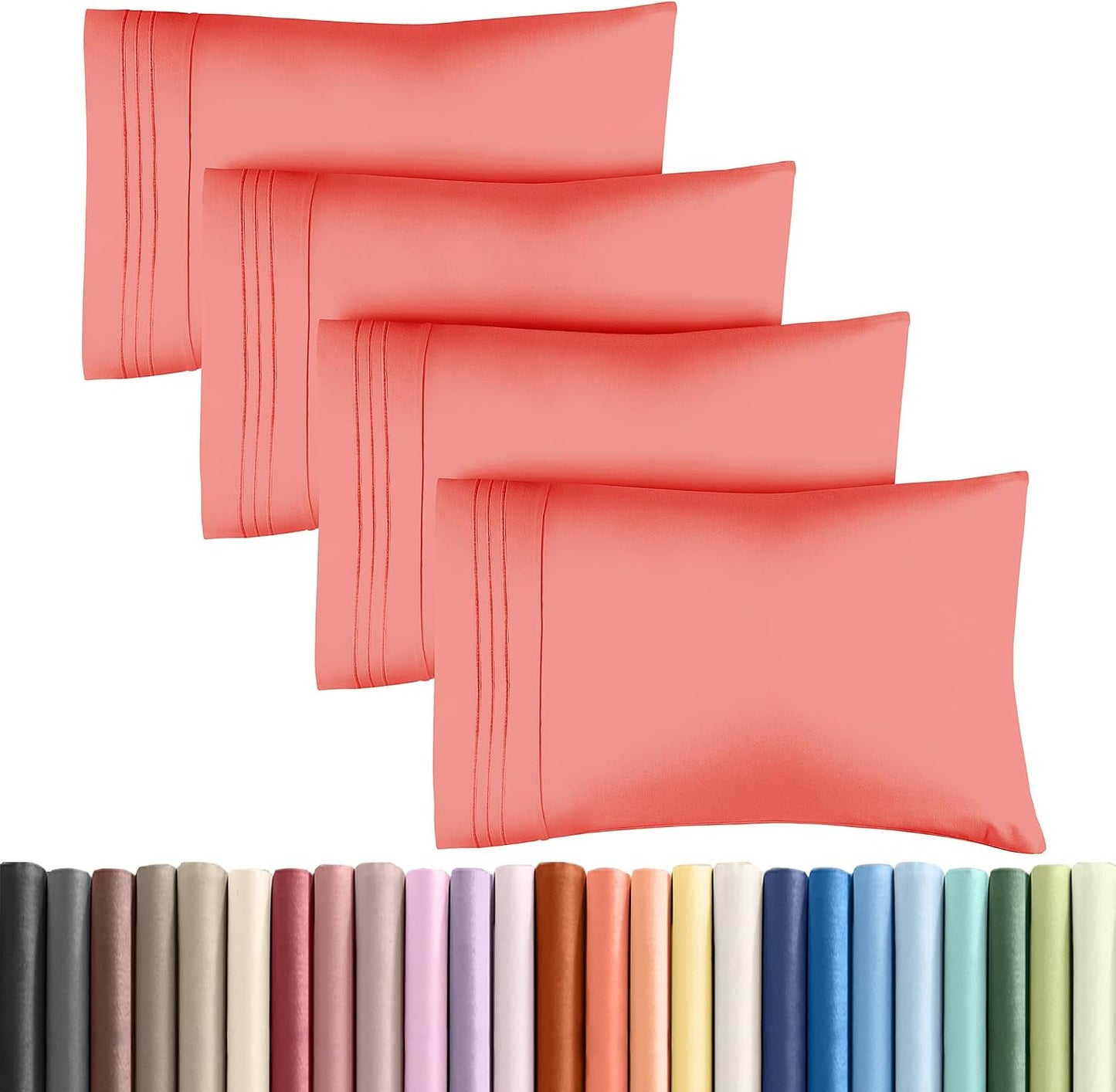 Standard Pillow Cases Set of 10 - Ultra Soft Hotel Quality Pillowcase Covers - Comfy, Cozy & Wrinkle Free - Shrink, Stain and Fade Resistant - Machine Washable Pillow Protectors - 10 Pcs Set - White - Colors A