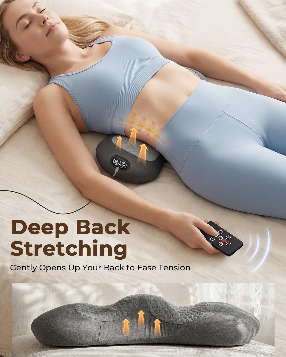 2026 Upgraded 4-in-1 Lumbar Support Pillow Massager with Remote Control
