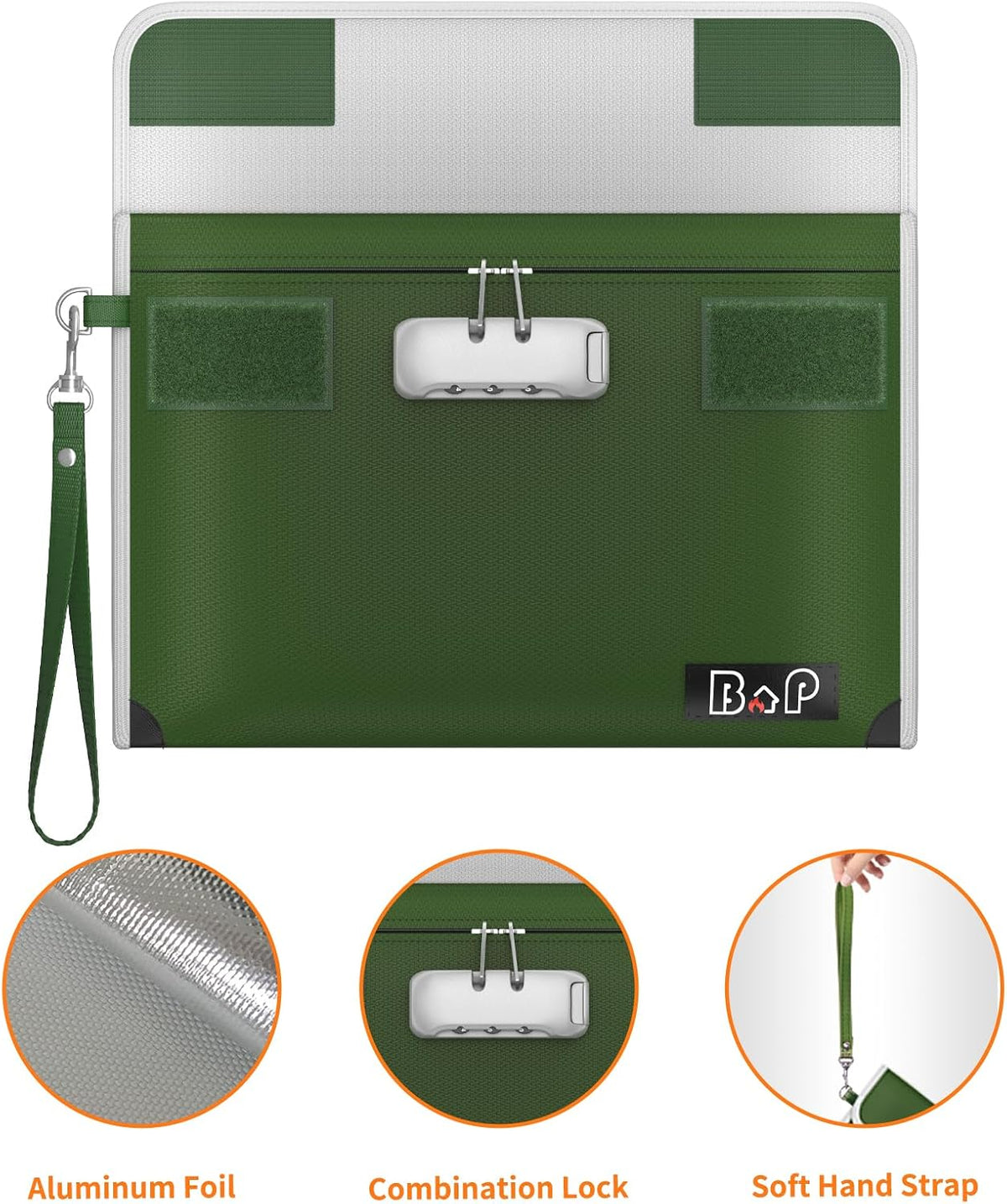 Fireproof Document Bag with Lock (5200℉), 15”x 11”Fireproof Money Bag, Waterproof Zipper Pouch for A4 A5 Legal Letter Size Document, Tablet, Valuables, Jewelry, Cash and Passport