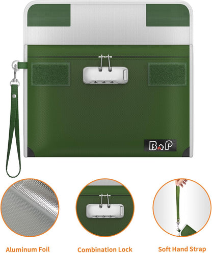 Fireproof Document Bag with Lock (5200℉), 15”x 11”Fireproof Money Bag, Waterproof Zipper Pouch for A4 A5 Legal Letter Size Document, Tablet, Valuables, Jewelry, Cash and Passport