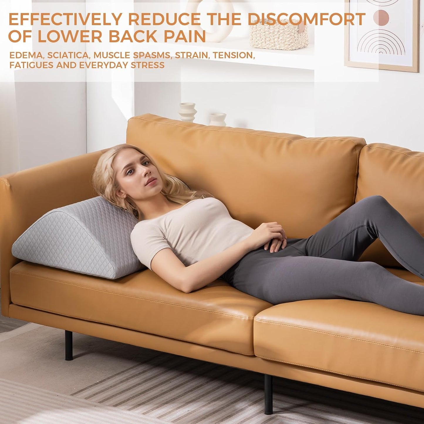 Knee Wedge Pillow for Post-Surgery Recovery-Leg Elevation Support for Sleep Position, Alleviating Lower Back & Hip Pain Enhancing Circulation in Ankles Legs Triangle Pillow with Removable Cover