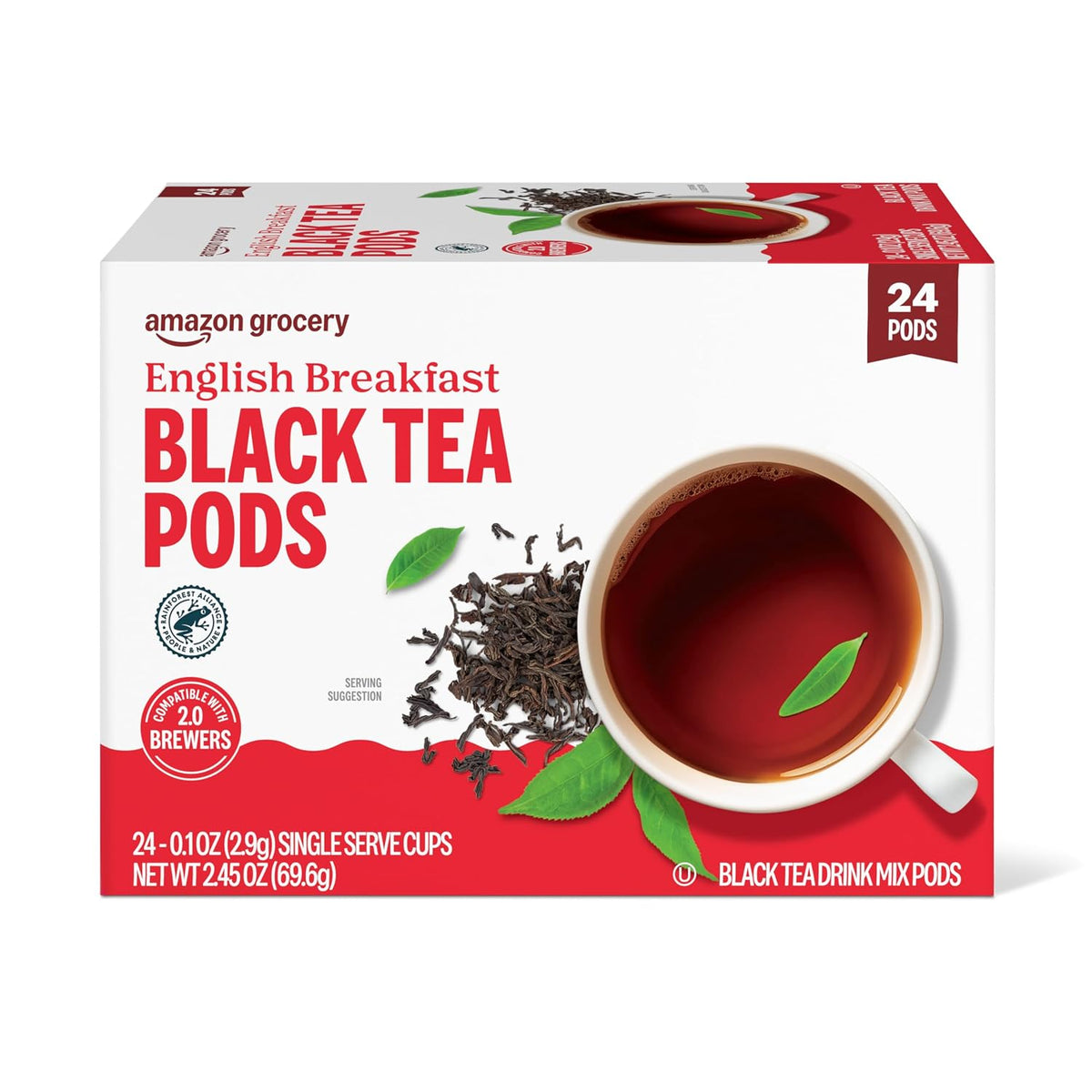 Amazon Grocery, English Breakfast Black Tea Pods, 2.45 Oz, 24 Ct (Previously Happy Belly)