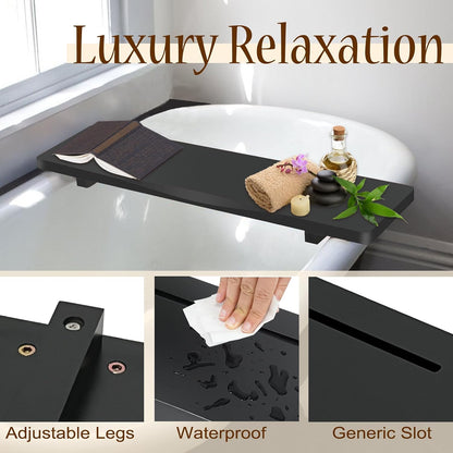 Premium 1.2IN Thickened Board Acacia Wood Bathtub Tray Caddy with Adjustable Legs, Minimalistic Design Bath Tray for Tub, Bathtub Accessories, Fits Most Bath Tubs, Idea for Women