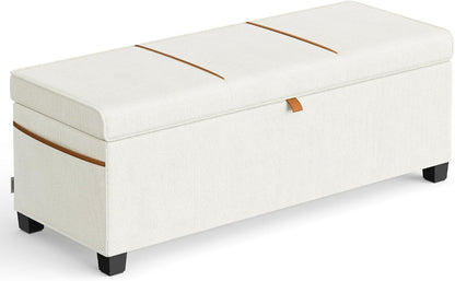 SONGMICS Storage Ottoman Bench, Foot Rest with Legs, 15.7 x 43.3 x 15.7 Inches, End of Bed Bench, Storage Chest, Load up to 660 lb, for Living Room, Bedroom, Entryway, Dark Gray ULSF088G01