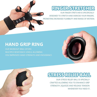 5/10 PCS Grip Strength Trainer Kit, Hand Gripper Strengthener, Forearm Strengthener, Finger Strengthener, Finger Exerciser, Stress Relief Ball,Forearm Workout Ring for Muscle Building and Injury Recover