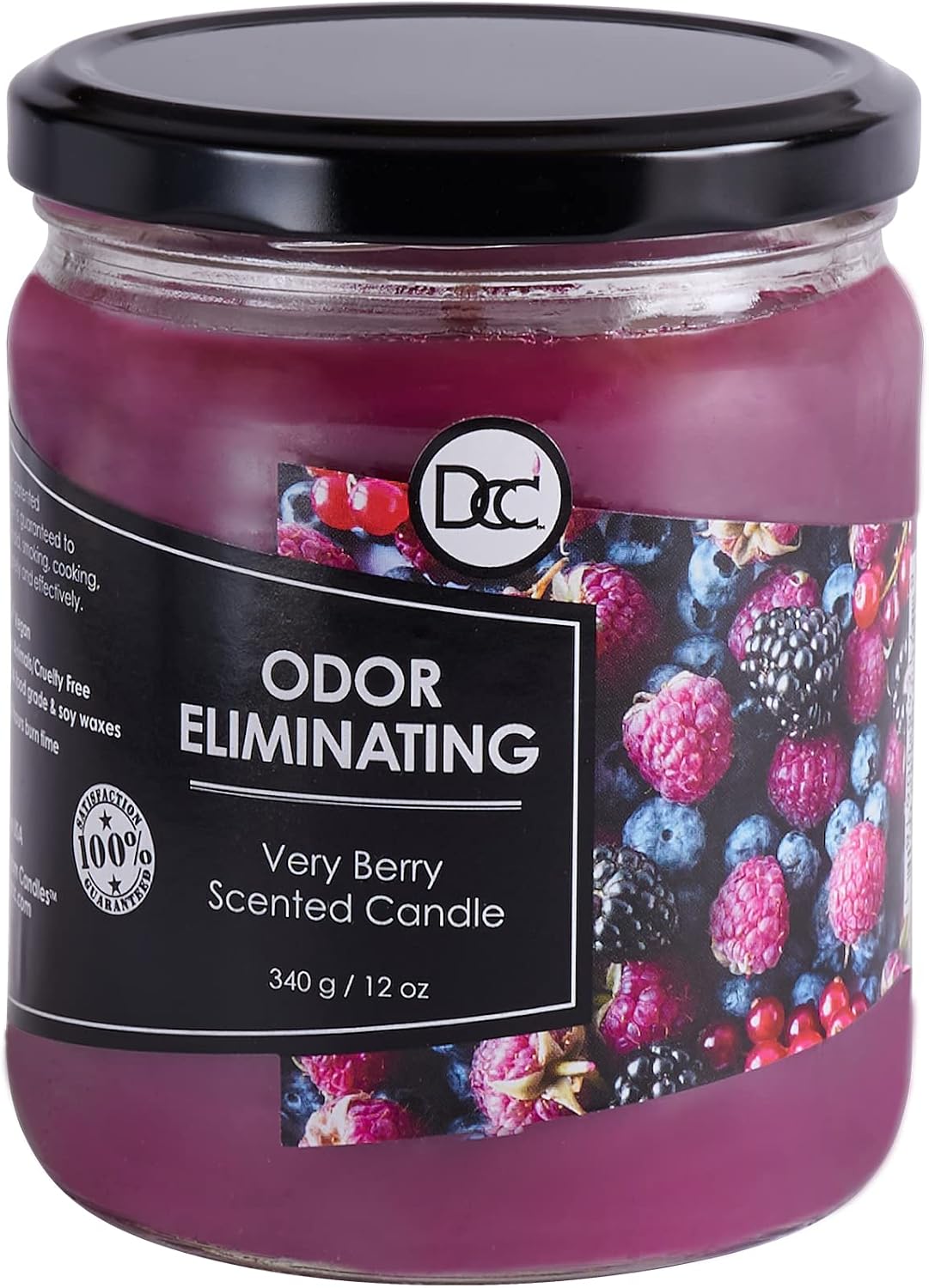 Vanilla Bean Odor Eliminating Highly Fragranced Candle - Eliminates 95% of Pet, Smoke, Food, and Other Smells Quickly - Up to 80 Hour Burn time - 12 Ounce Premium Soy Blend - Colors B