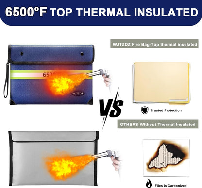 Upgraded Fireproof Money Bag,10 Layers of Heat Insulated Materials 6500°F