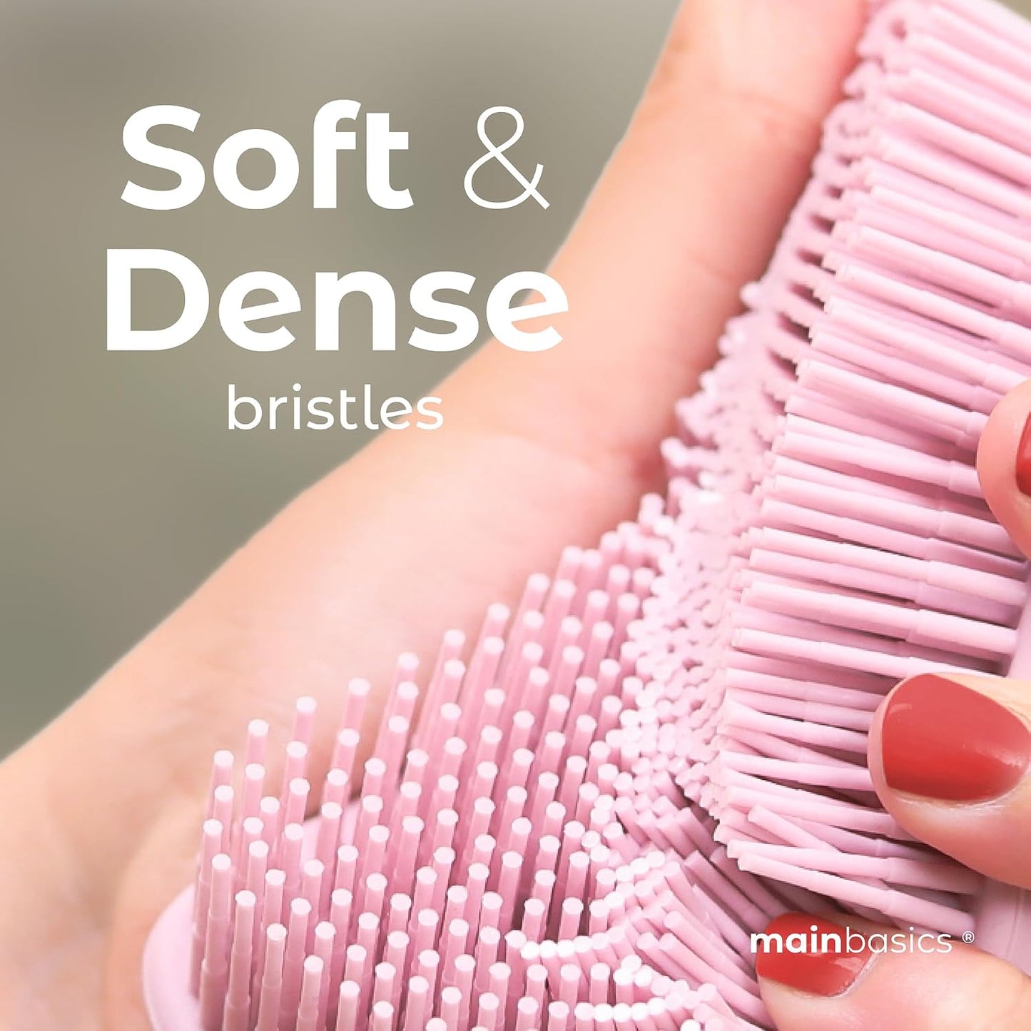 MainBasics Silicone Body Scrubber, Pink, Exfoliate | Dual-Sided, Shower Exfoliator, For Men & Women, Loofah Alternative
