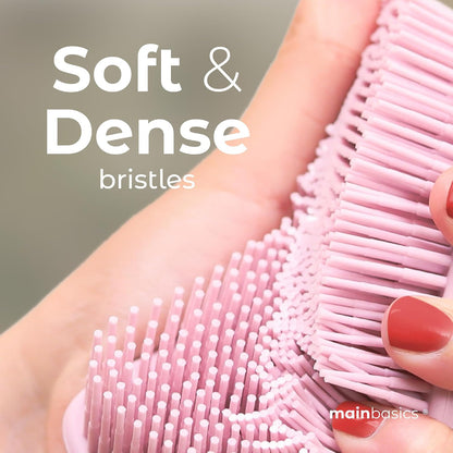 MainBasics Silicone Body Scrubber, Pink, Exfoliate | Dual-Sided, Shower Exfoliator, For Men & Women, Loofah Alternative