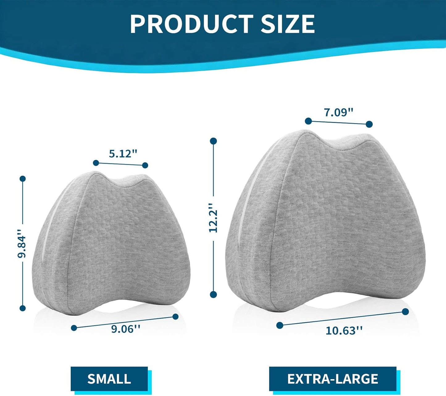 QISHFEN Knee Pillow for Side Sleepers Hip Pain Memory Foam - Leg Pillow for Side Sleeping Back, Sciatica, Knee Pain Relief - Side Sleeper Pillows with Washable Cover (1 Pack)