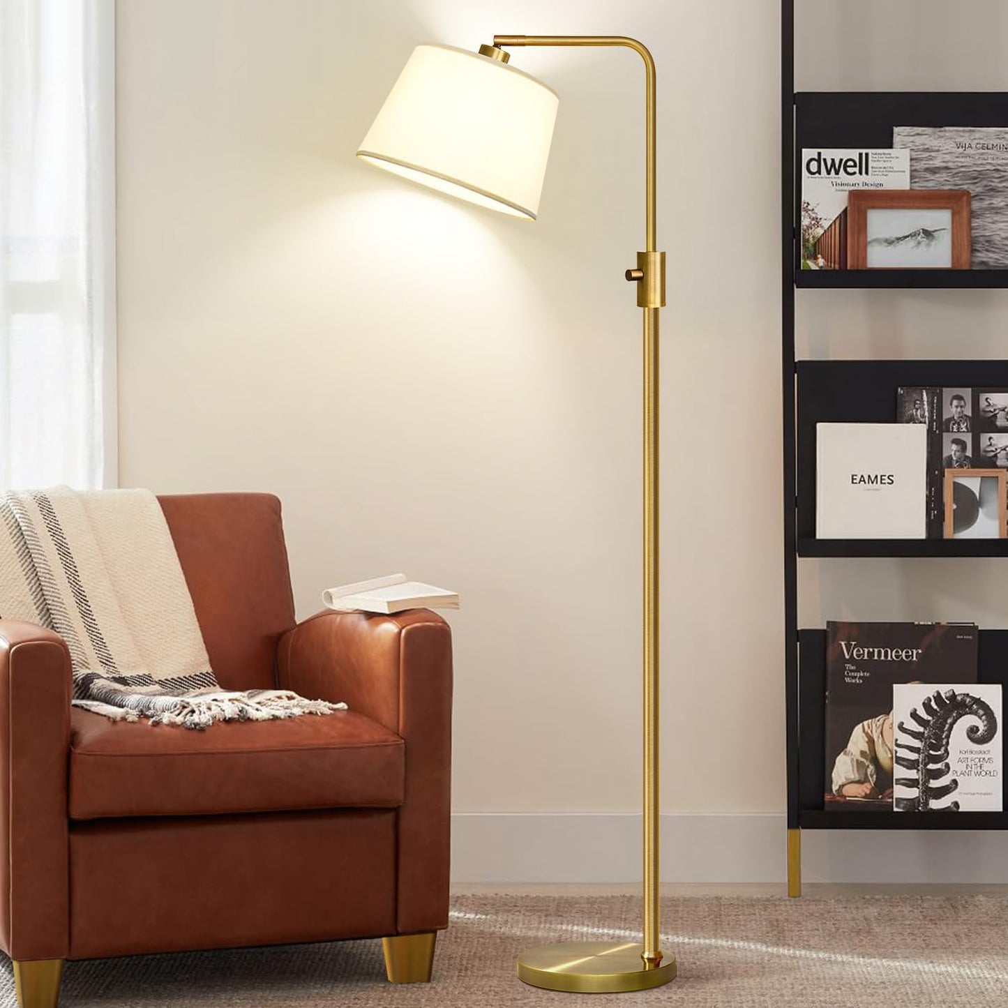 【Upgraded】 Dimmable Floor Lamp, 1000 Lumens LED Edison Bulb Included, Arc Floor Lamps for Living Room Modern Standing Lamp with Linen Shade, Tall Lamp for Bedroom Office Dining Room- Black