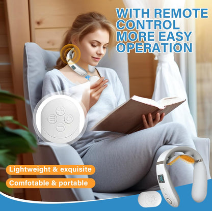 Neck Massager with Heat, Neck Massager for Pain Relief Deep Tissue, Multiple Mode Adjustment, Portable and Suitable for Travel and Home-White