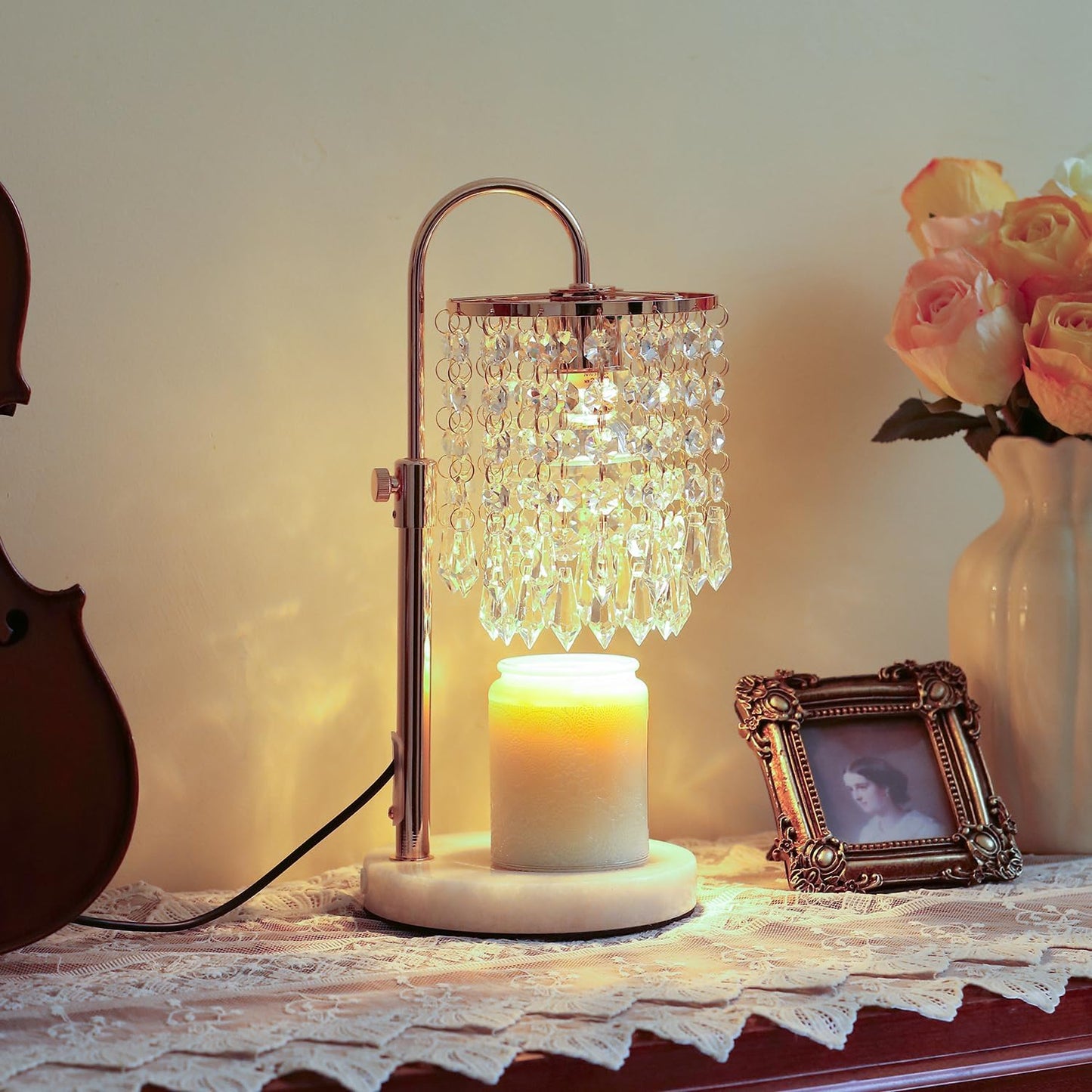 Candle Warmer Lamp with Timer Dimmer and 3 Bulbs, Lamp Candle Warmer with Marble Base,Wax Melt Warmer for Jar Candles, Birthday Gifts for Women Mom, House Warming Gifts New Home Decor (RGB-Black)