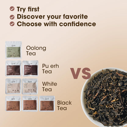 Chinese Loose Leaf Tea Sampler for Beginners, 8 Variety Whole Leaf Tea Gift Set with Black, White, Oolong & Pu erh, Tea Tasting Kit with Distinct Flavor Profiles