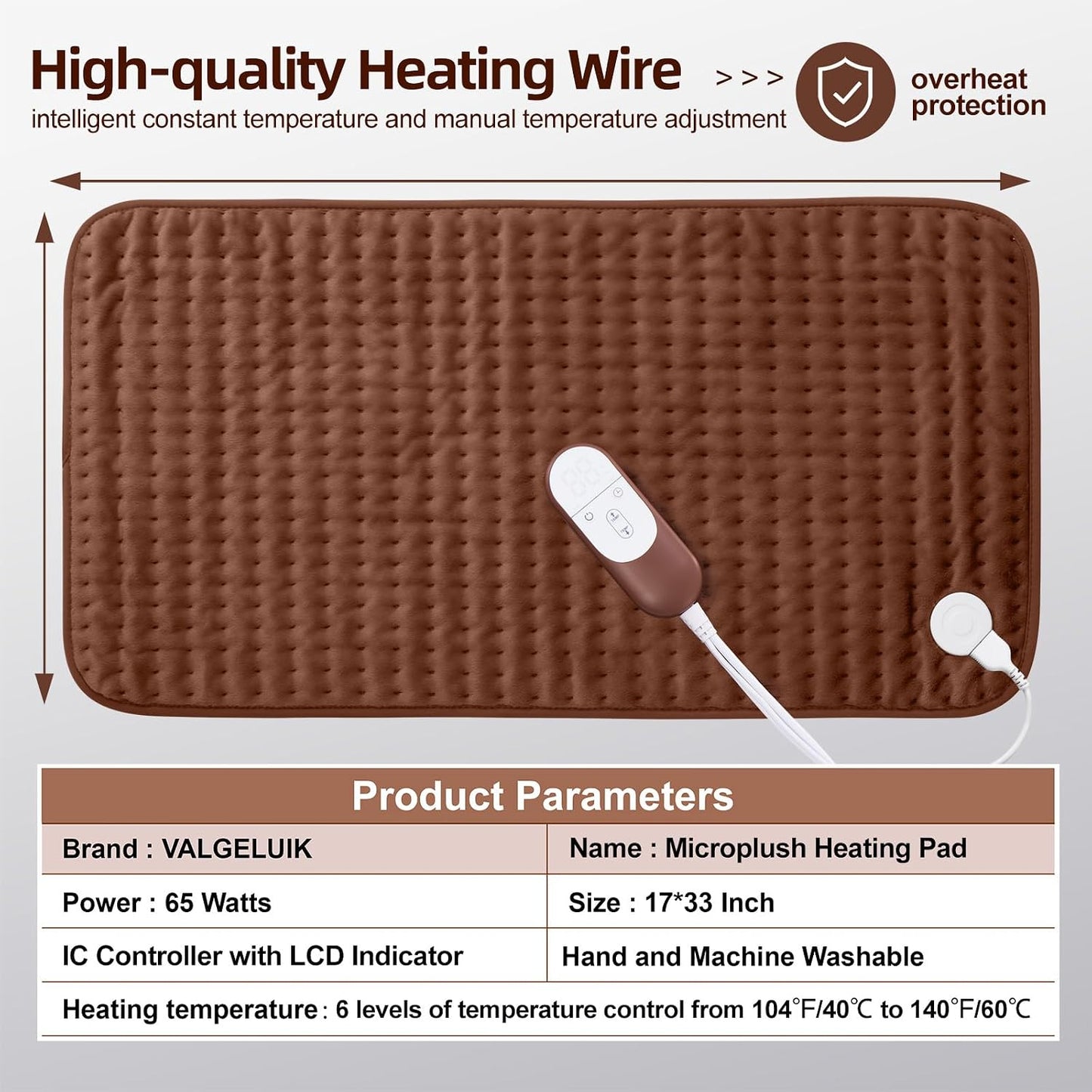 VALGELUIK Heating Pad for Back, Neck & Shoulder Pain Relief – 12"x24" Electric Heat Pad, Auto-Off, Machine Washable, Moist/Dry Heat Options – Thoughtful Mother's Day Gifts for Mom, Dad, Women & Men