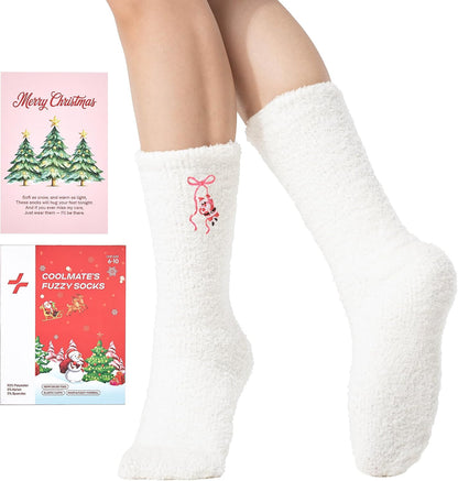 COOLMATE Fuzzy Socks for Women Gift Box – Cozy Soft Cloud Socks for Spa Home, Mother’s Day Gifts for Mom Grandma