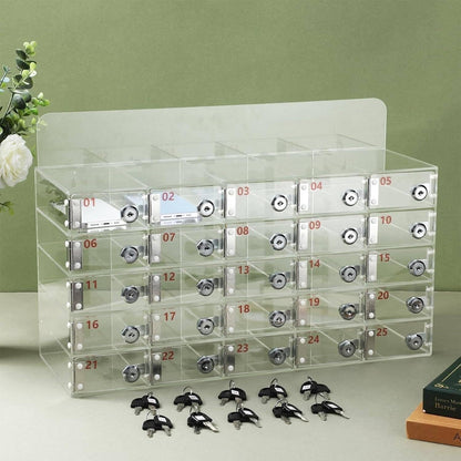 Transparent Acrylic Wallmounted Phone Charging Station 30 Slots Lockable with Keys Nized Storage for Mobile Devicesideal for OfficesHomes,One Color-25Slots