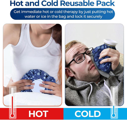 Ice Bags for Injuries Reusable: Ohuhu 3 Packs Ice Cold Packs with Wrap Ice Bag Hot Water Hot & Cold Therapy Pain Relief for Knee Leg Injury No-Leak Waterproof Ice Bags 3 Sizes 6"/9"/11", Blue