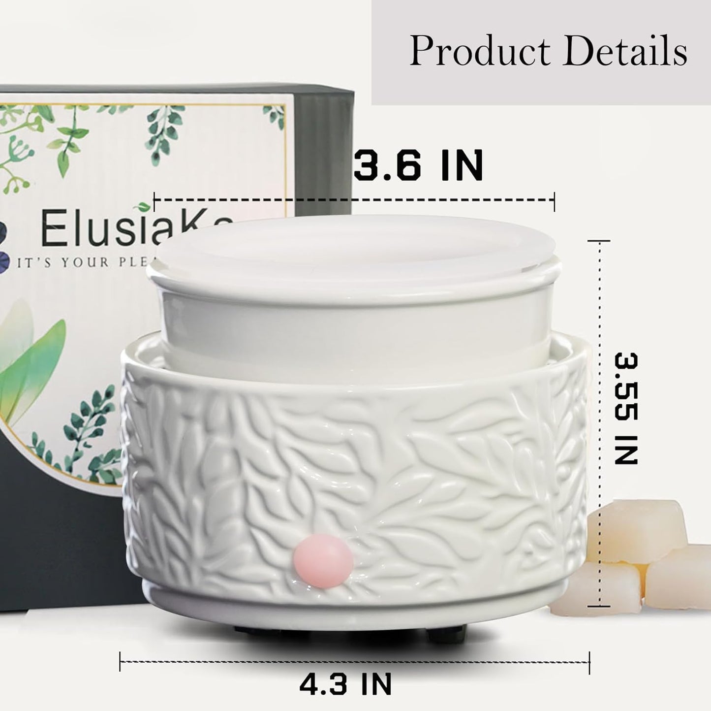 Wax Melt Warmer 3-in-1 Electric, Ceramic Wax Burner for Scented Wax & Essential Oil – Fast Heating, Flame-Free Aromatherapy for Home Office, White