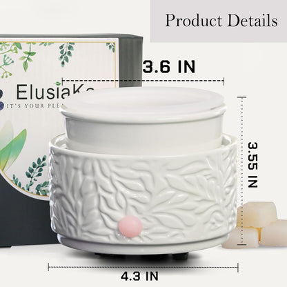 Wax Melt Warmer 3-in-1 Electric, Ceramic Wax Burner for Scented Wax & Essential Oil – Fast Heating, Flame-Free Aromatherapy for Home Office, White